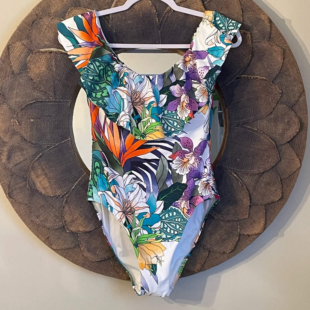 Trina Turk One Piece Ruffle Bathing Suit Nwot